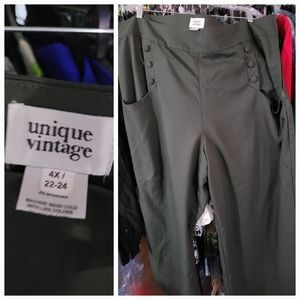 Unique Vintage plus size 1940s Moss green high waistbsailor Ginger pants. 4x